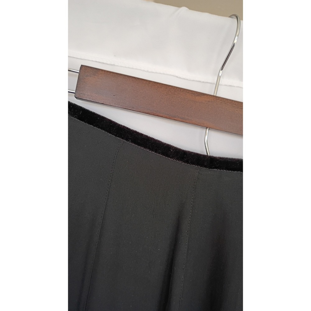 Lauren Ralph Lauren Black 100% Silk Maxi Skirt Velvet Trim Size 10 Formal A-Line - Picture 4 of 7